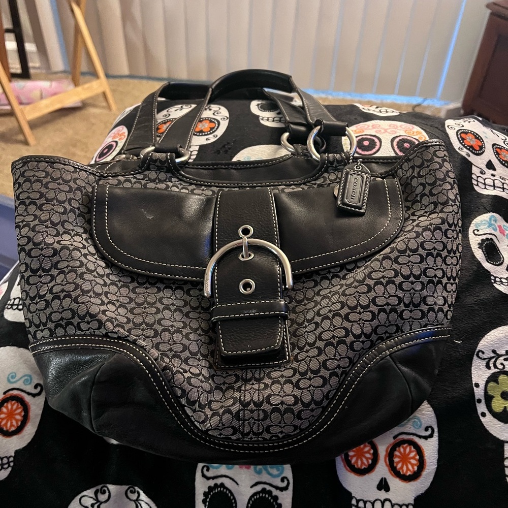 Coach Black and Gray Shoulder Bag